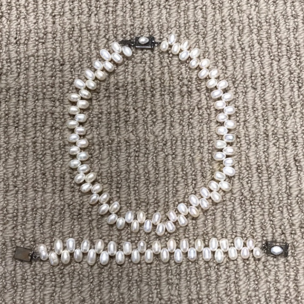 Baroque Pearl Necklace/Bracelet Set sterling clasps Necklace 18” Bracelet 8”